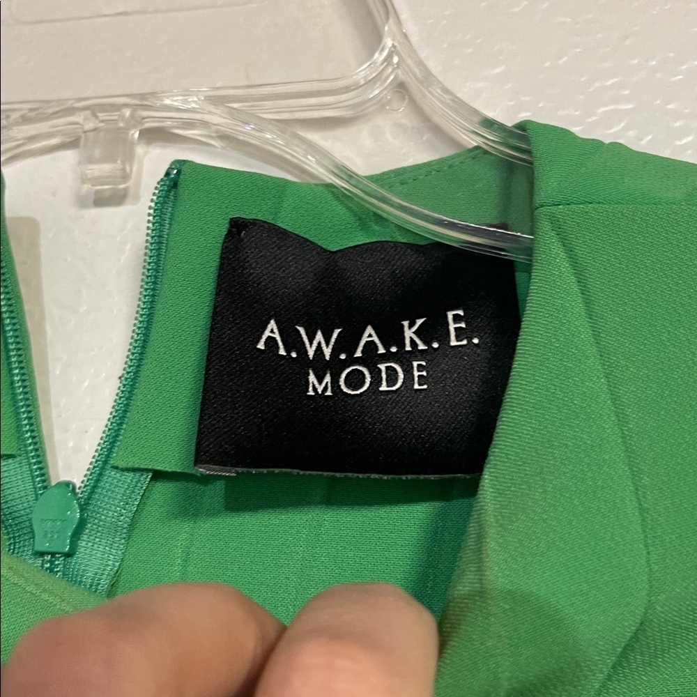 A.W.A.K.E. MODE GREEN PLEATED MIDI DRESS FR 34/ US XS - Picture 6 of 9
